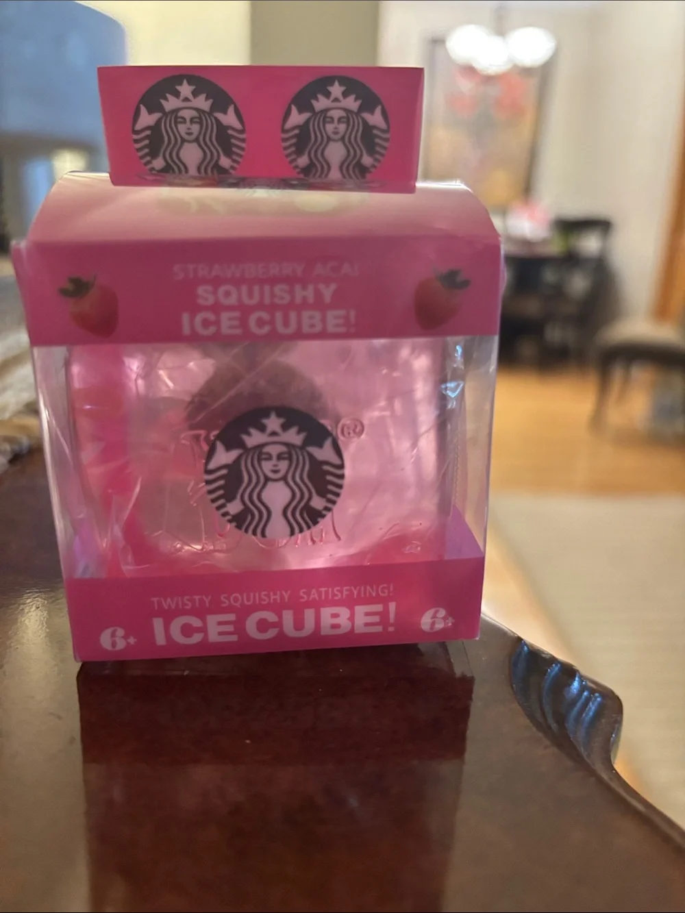 Starbucks Pink Strawberry Acai Kids Squishy Ice Cube Toy